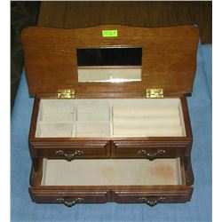 Vintage walnut mirrored jewelry box