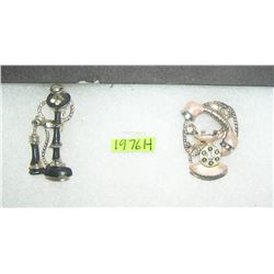 Pair of vintage telephone pins