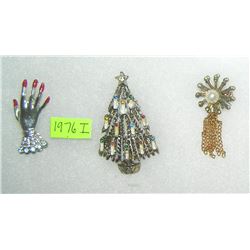 Group of 3 vintage pins