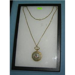 Victorian themed pocket watch shaped necklace