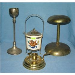 Group of 4 brass and silver plated items