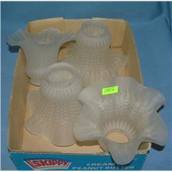 Set of 4 vintage glass lamp globes