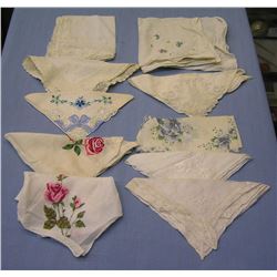 Group of 10 hand embroidered hankies