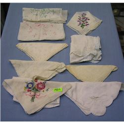 Group of 10 hand embroidered hankies
