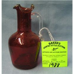 Crackle glass miniature pitcher