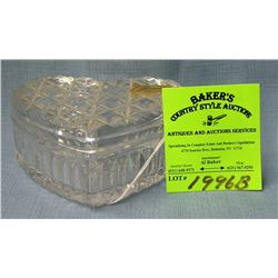 Crystal heart shaped trinket box signed Lenard