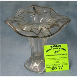 Antique silver overlay flower shaped flower vase