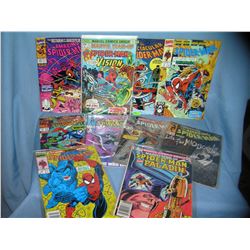 Collectible of vintage spiderman comic books