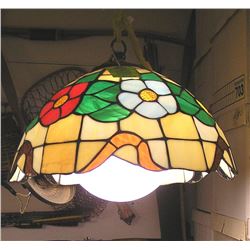 Vintage leaded stained glass chandelier