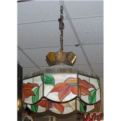 Vintage leaded stained glass chandelier