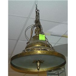 Antique pierced solid brass hanging chandelier