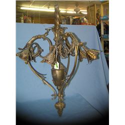 Solid brass chandelier with leaf decorations