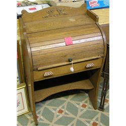 Antique oak child?s roll top desk