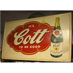 Large all tin Cott soda advertising store display sign