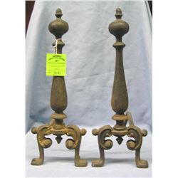 Pair of antique cast iron fireplace andirons