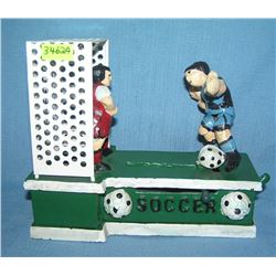 Vintage soccer cast iron mechanical bank
