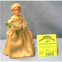 Antique hand painted composition bride doll