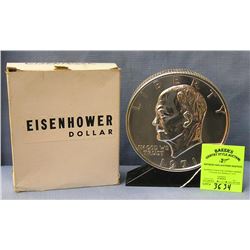 Vintage cast metal Eisenhower dollar coin bank