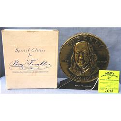 Vintage cast metal Benjamin Franklin bank