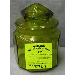 Vintage green art glass storage jar