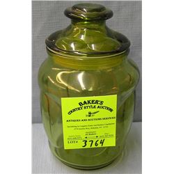 Vintage green art glass storage jar