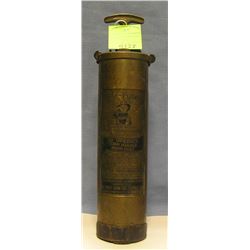 Antique solid brass fire fighter fire extinguisher