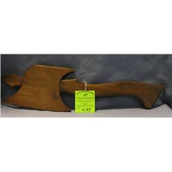Hand carved wooden fire department broad axe