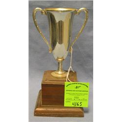 Vintage silver plated presentation trophy on wood base
