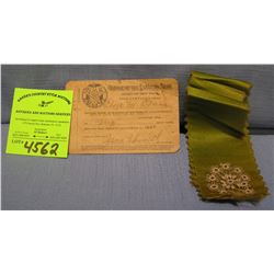 Early Masonic I.D. card and ribbon