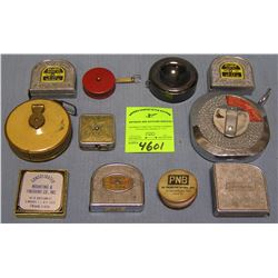 Vint.tape measures many w/ famous Co. names