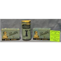 Group of antique advertising containers