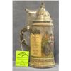 Image 1 : Vintage German Beer stein with bicycle theme lid