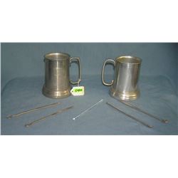 Vintage beer tankards includes Playboy & stirrers