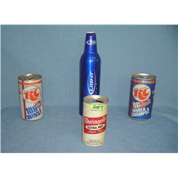 Group of vintage beer and soda cans