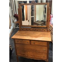 ANTIQUE OAK DRESSER WITH MIRROR