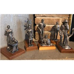 GR OF 7 PEWTER STATUES