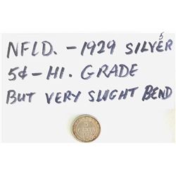 1929 NEWFOUNDLAND SILVER 5 CENTS