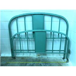 ANTIQUE DOUBLE IRON BED FRAME - PAINTED GREEN