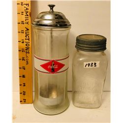 GR OF 2, COCA-COLA STRAW HOLDER & 1933 BLUE RIBBON COFFEE JAR