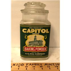 CAPITOL BAKING POWDER GLASS JAR - NASHVILLE