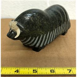SIGNED NATIVE SOAPSTONE ART - MUSKOX