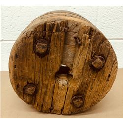 ANTIQUE WOOD PULLEY