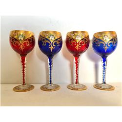 GR OF 4, MURANO ITALIAN CRYSTAL GLASSES