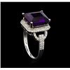 Image 4 : 14KT White Gold 5.07 ctw Amethyst and Diamond Ring