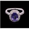 Image 1 : 1.80 ctw Tanzanite and Diamond Ring - 14KT White Gold