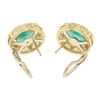 Image 4 : 14k Yellow Gold 3.71 ctw Oval Emerald & Round Diamond Halo Cluster Omega Earring