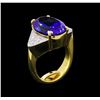 Image 4 : 9.52 ctw Tanzanite and Diamond Ring - 18KT Yellow Gold