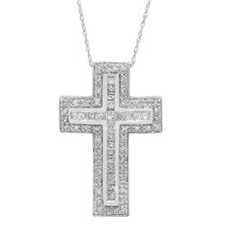 14k Gold 1CTW Diamond Cross, (I1-I2/SI2-SI3/G-H/H-I)