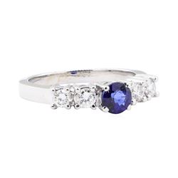 1.40 ctw Sapphire And Diamond Ring - 14KT White Gold