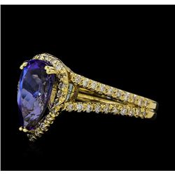 2.43 ctw Tanzanite and Diamond Ring - 14KT Yellow Gold